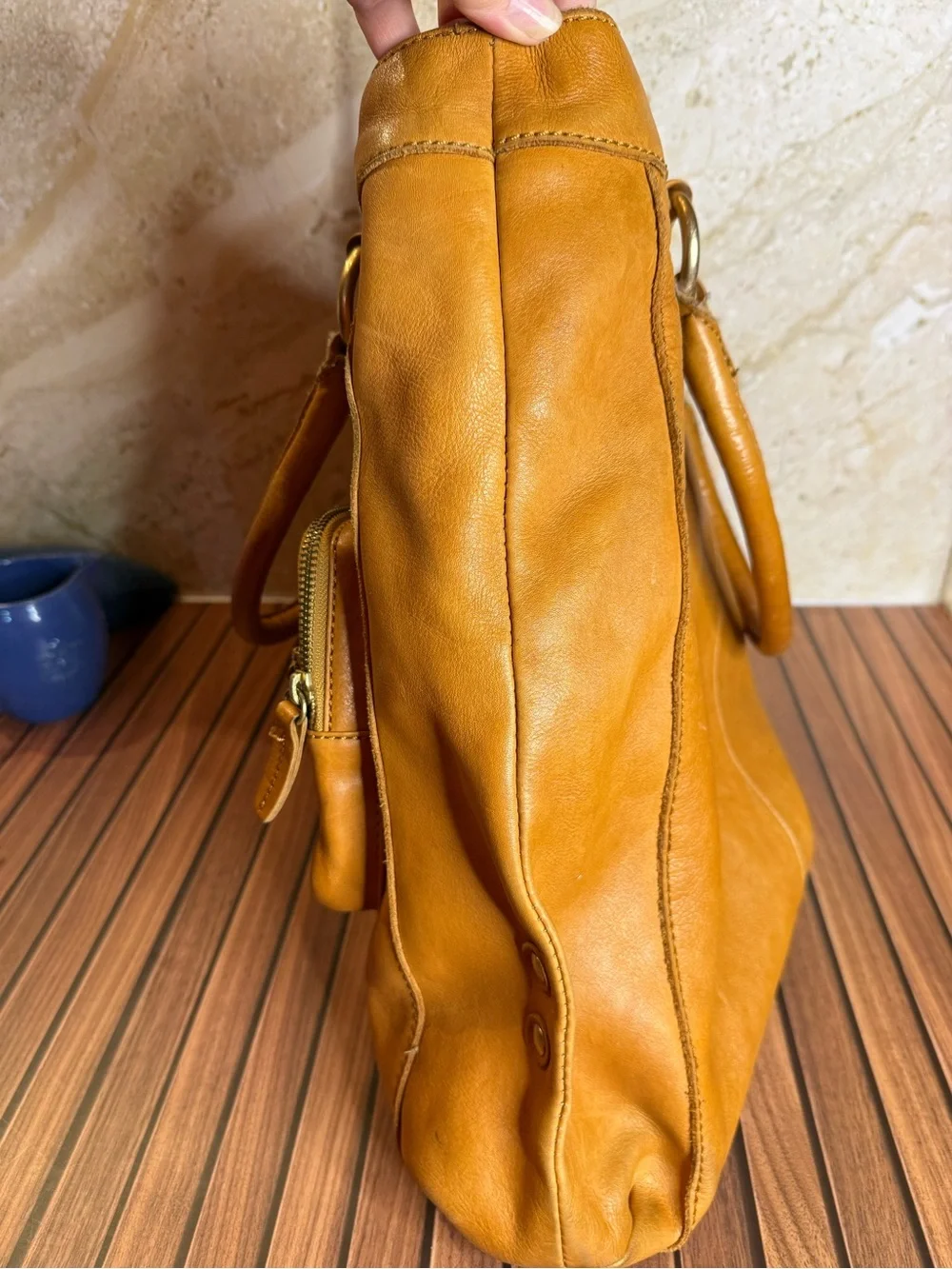 J.Crew Vintage 2010 Cognac Leather Large Utility Tote Bag 26082